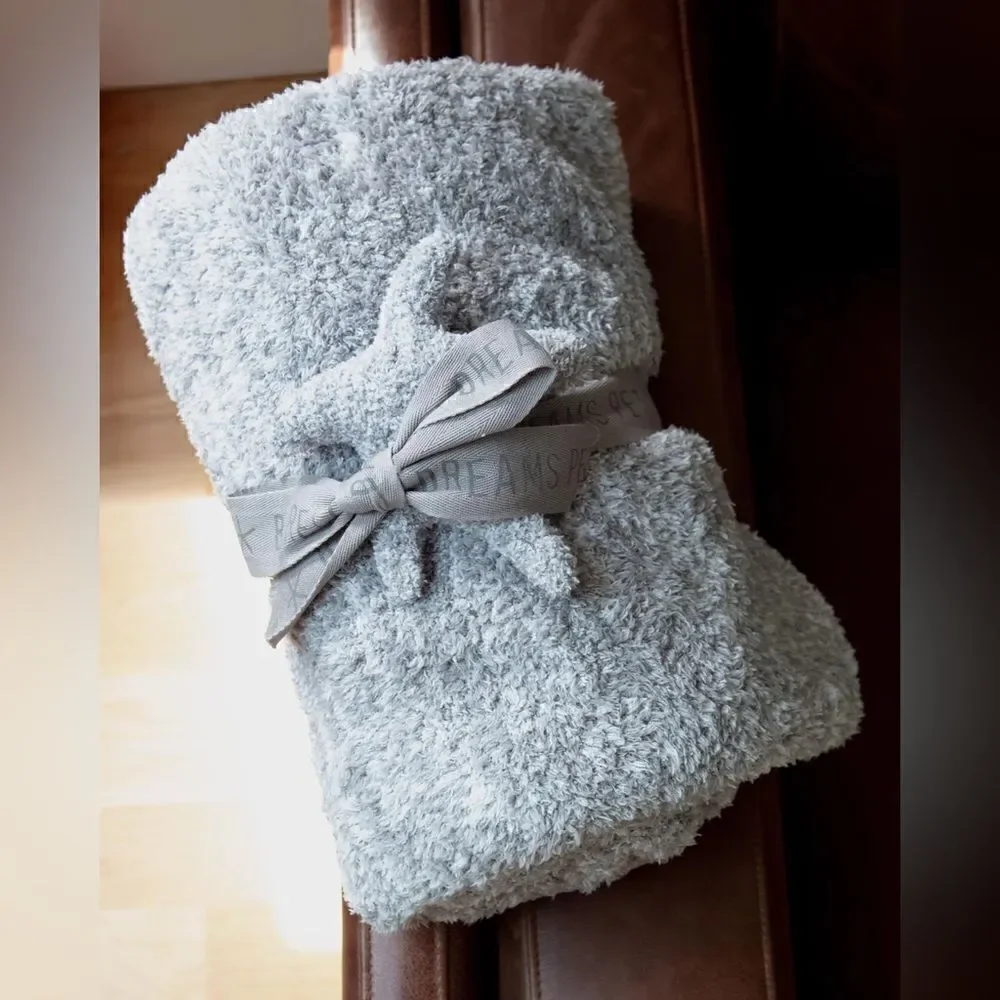 NWT Barefoot Dreams Dove Gray White Pet Bundle Starfish Buddie and Blanket